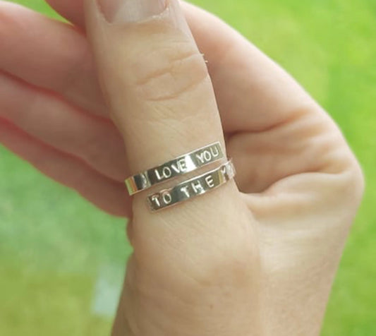 I love you to the moon adjustable silver thumb ring