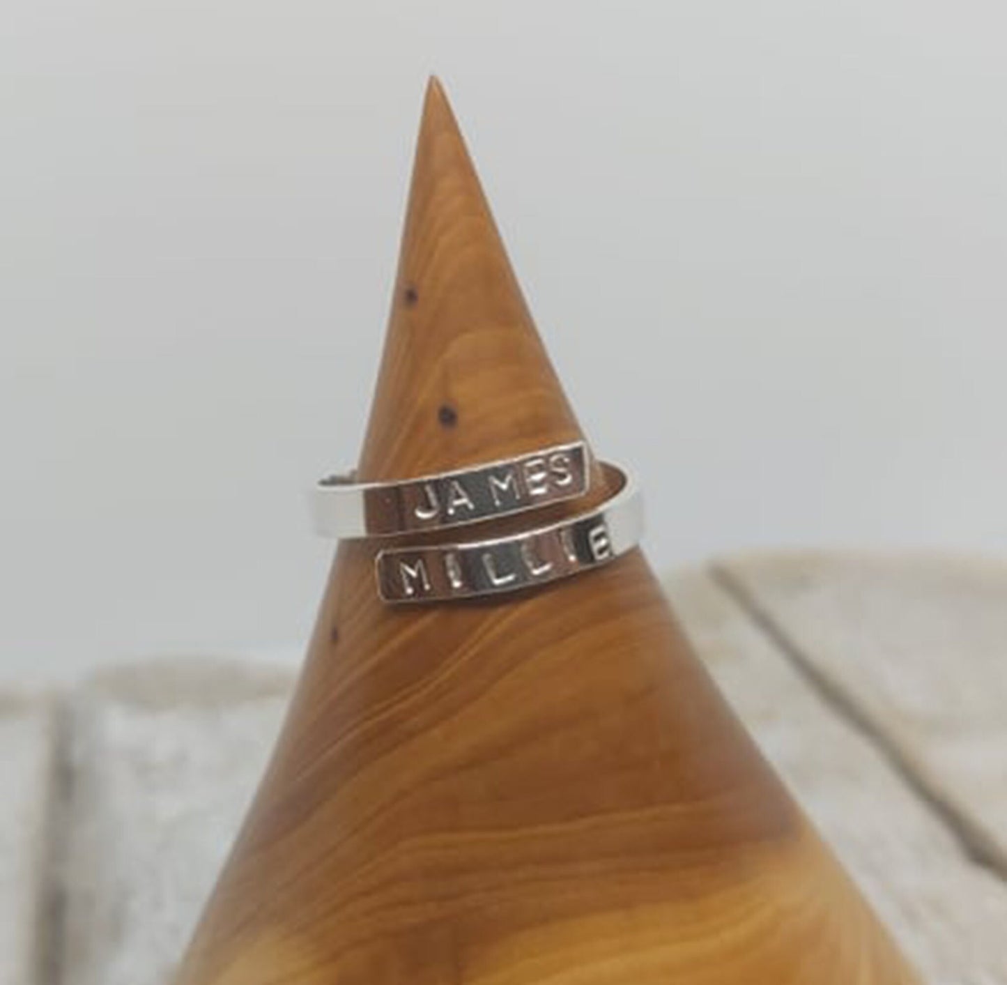 Custom names adjustable silver thumb ring