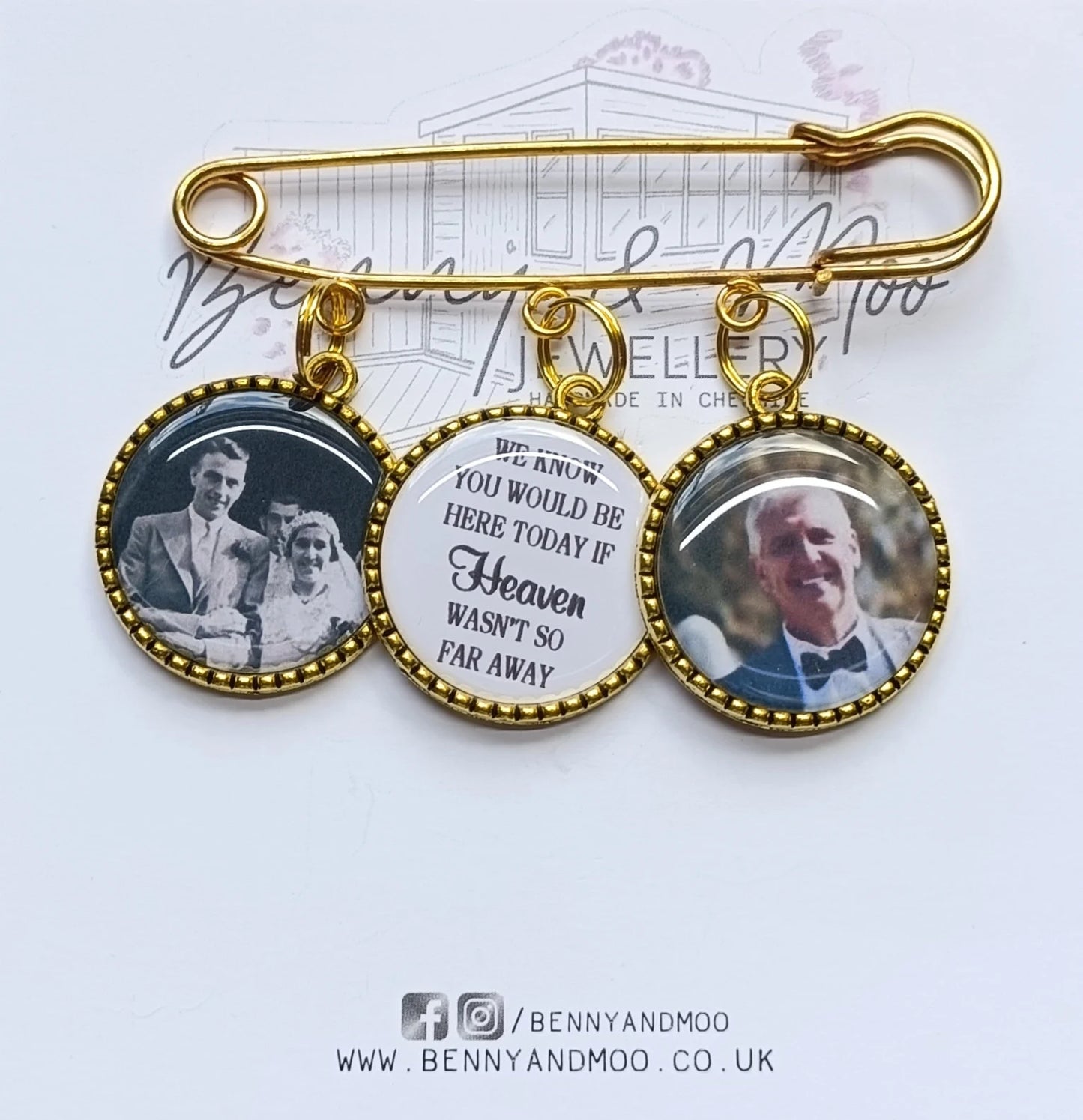 Custom Groom Photo Lapel Kilt Pin with 3 or 4 memorial wedding party Charm. We know be here today heaven picture bouquet Memory Charm.