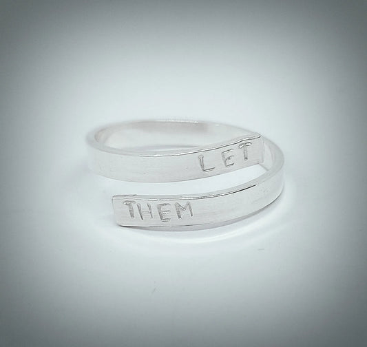 'Let them' adjustable silver thumb ring