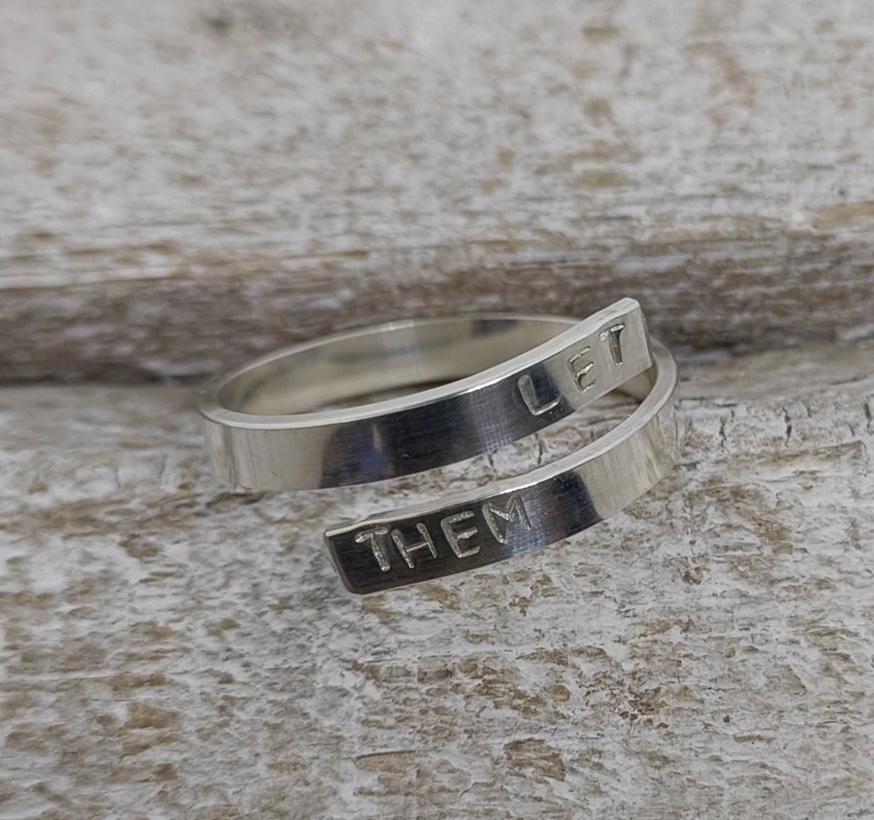 'Let them' adjustable silver thumb ring