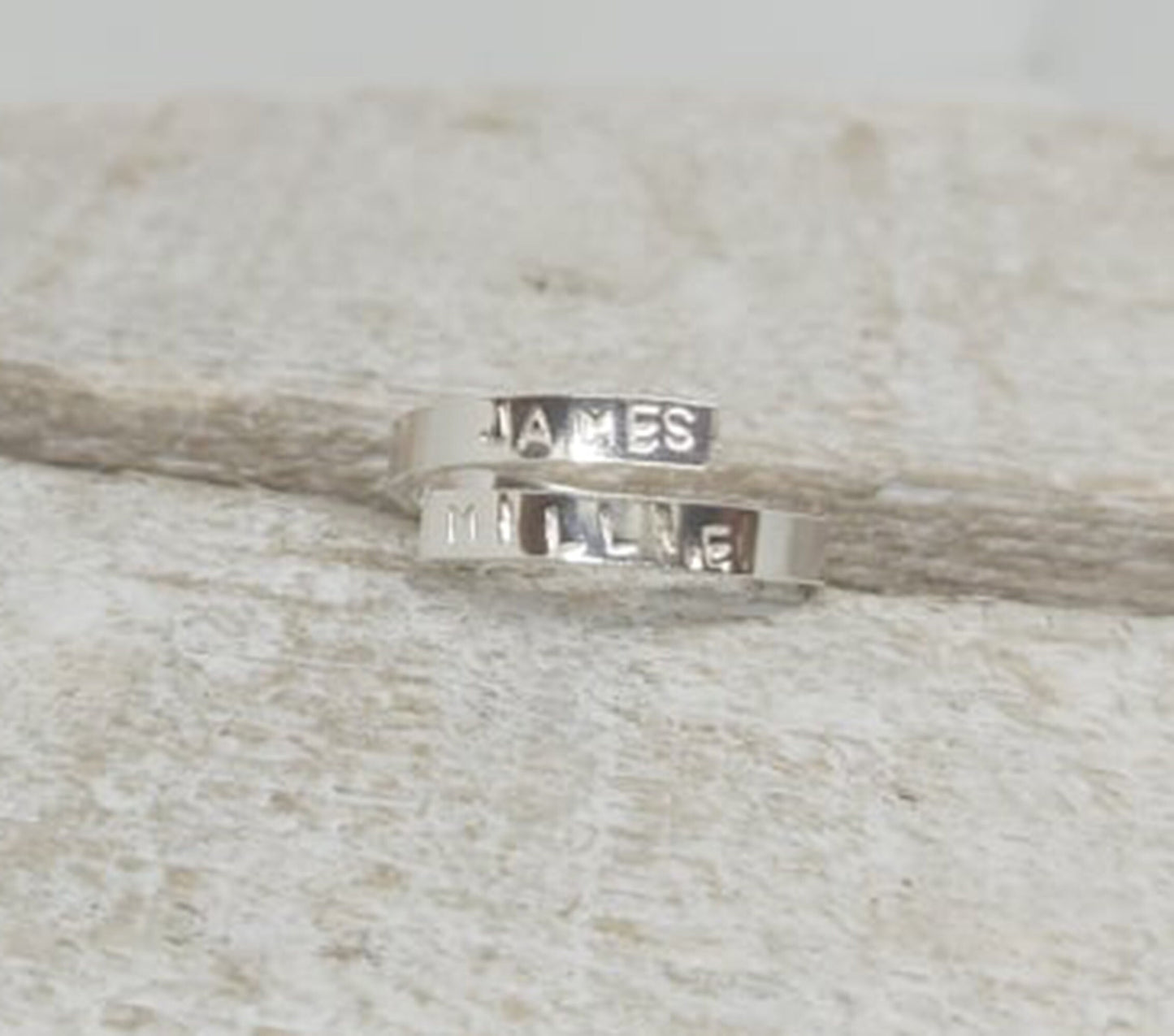 Custom names adjustable silver thumb ring