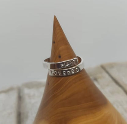 'Plant Powered' adjustable silver thumb ring