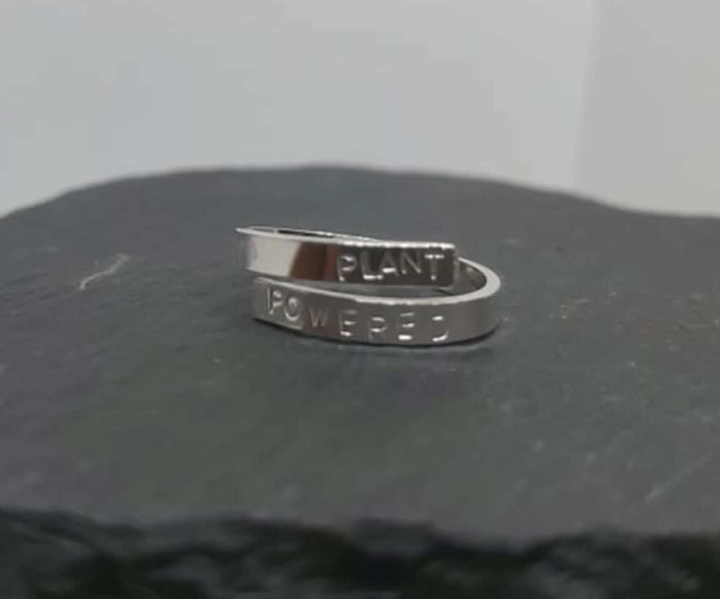 'Plant Powered' adjustable silver thumb ring